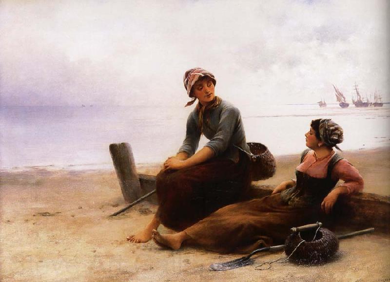 August Hagborg Repose pa beach Spain oil painting art